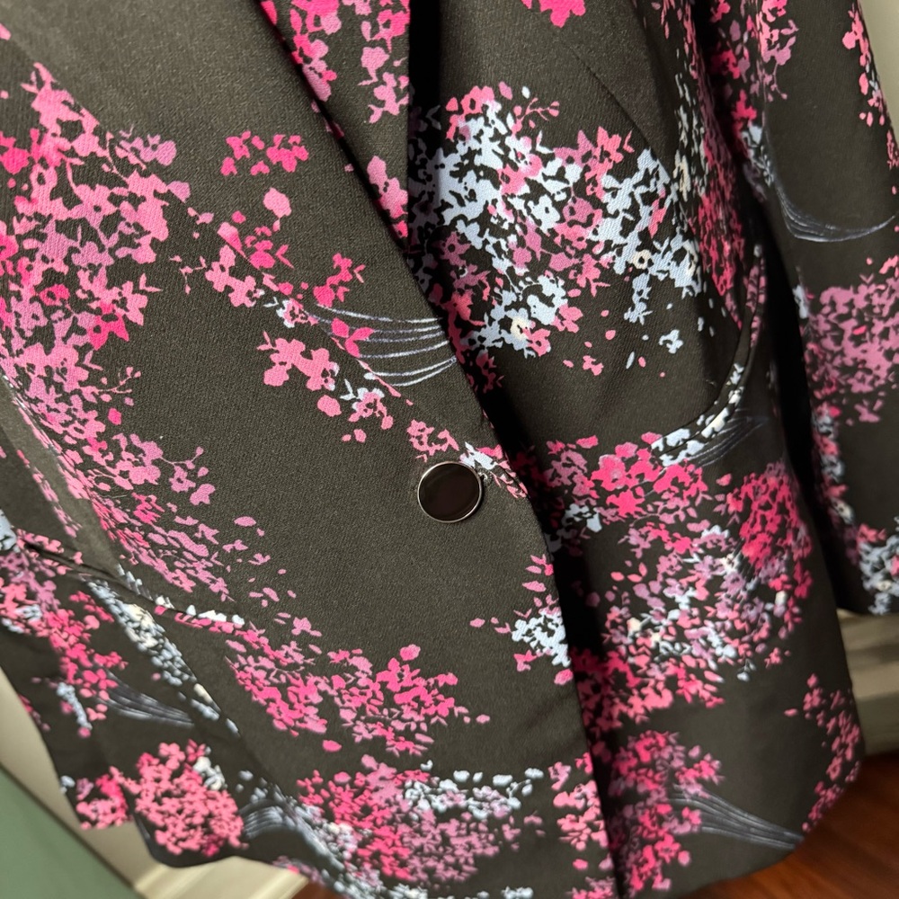 Lane Bryant The Bryant Boho Floral Crepe Blazer Suit Jacket Size 14P NWT - Picture 5 of 14